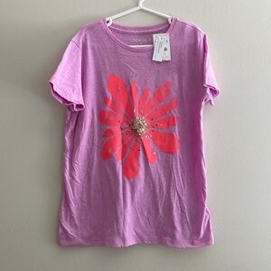 J Crew Crewcuts lavender floral design sequin t shirt size L 10-12. NEW